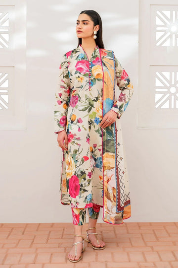 BAROUQE-3PC KARANDI PRINTED SHIRT WITH KARANDI PRINTED DUPATTA AND TROUSER-DPC-2578