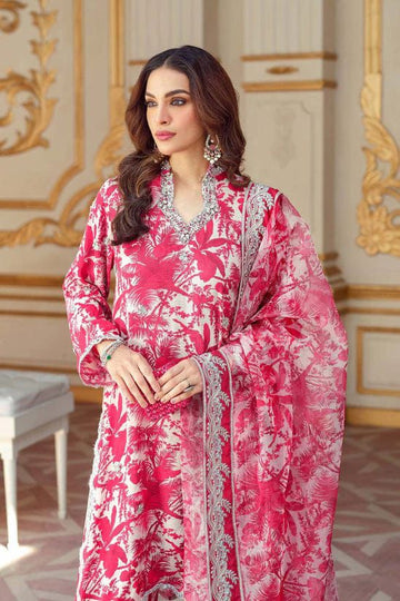 BAROUQE-3PC KARANDI PRINTED SHIRT WITH KARANDI PRINTED DUPATTA AND TROUSER-DPC-2583