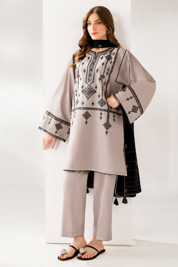 JAZMIN-3PC DHANAK EMBROIDERED SHIRT WITH DHANAK EMBROIDERED SHAWL AND TROUSER DPC-94