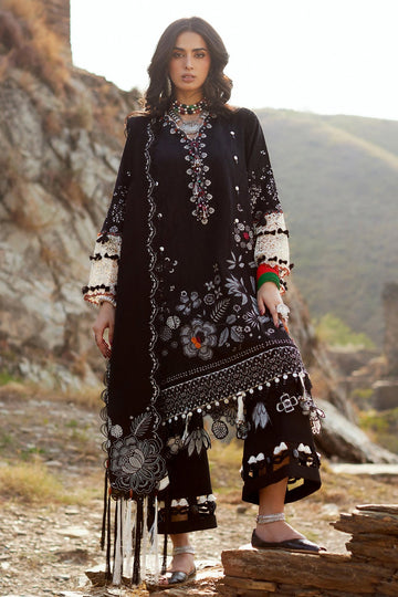 ELAN-3PC DHANAK EMBROIDERED SHIRT WITH DHANAK EMBROIDERED SHAWL AND TROUSER-DPC-18
