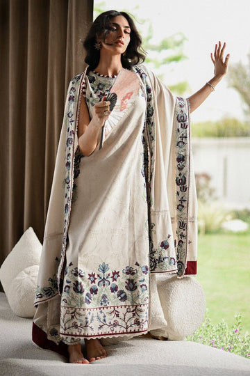 BATIK-3PC KARANDI EMBROIDERED SHIRT WITH KARANDI EMBROIDERED SHAWL AND TROUSER-DPC-4333