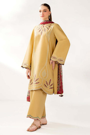 JAZMIN-3PC DHANAK EMBROIDERED SHIRT WITH DHANAK PRINTED SHAWL & TROUSER-DPC-34