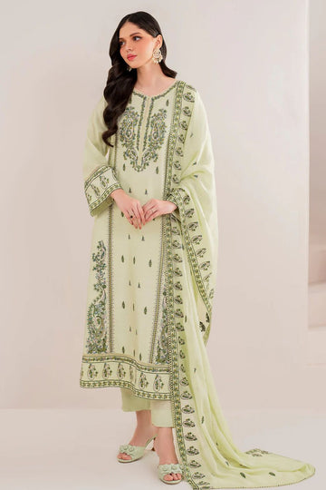 GARNET-3PC DHANAK EMBROIDERED SHIRT WITH DHANAK EMBROIDERED SHAWL AND TROUSER-DPC-4167
