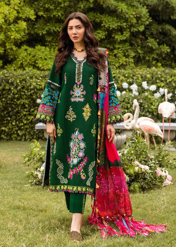 MARIA.B-3PC DHANAK EMBROIDERED SHIRT WITH DHANAK EMBROIDERED SHAWL AND TROUSER DPC-102