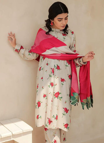 BAROUQE-3PC KARANDI PRINTED SHIRT WITH KARANDI PRINTED DUPATTA AND TROUSER-DPC-2579