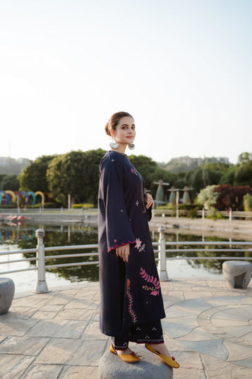 URGE - 2PC Dhanak Embroidered Shirt With Dhanak Embroidered Trouser-DPC-3340