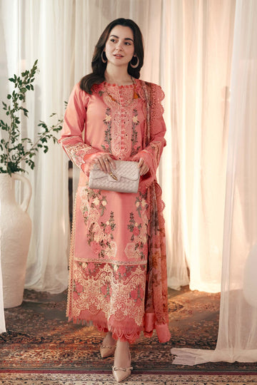 JADE-3PC DHANAK EMBROIDERED SHIRT WITH COUTRAI PRINTED SHAWL AND TROUSER-DPC-27