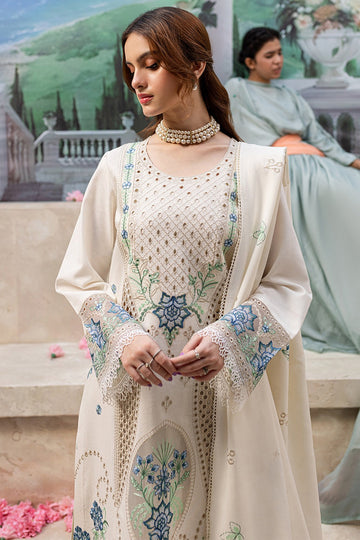 MAHNUR-3PC DHANAK LASER CUT EMB SHIRT WITH DHANAK LASERCUT EMB DUPATTA & TROUSER-DPC-38