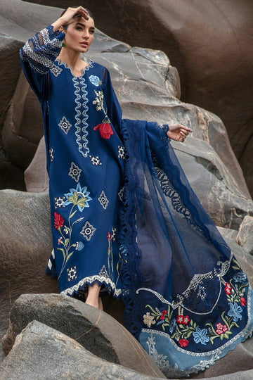 CRIMSON-3PC DHANAK EMBROIDERED SHIRT WITH WOOL PRINTED SHAWL AND TROUSER-DPC-24
