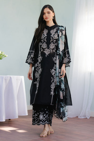 ZARA SHAHJAHAN-3PC DHANAK EMBROIDERED SHIRT WITH COUTRAI PRINTED SHAWL & DHANAK TOUSER-DPC-112