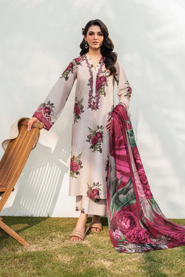 BAROUQE-3PC KARANDI PRINTED SHIRT WITH KARANDI PRINTED DUPATTA AND TROUSER-DPC-2580