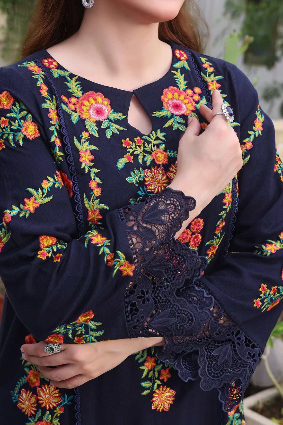 ASIM JOFA-3PC DHANAK EMBROIDERED SHIRT WITH COURTRAI PRINTED SHAWL & TROUSER-DPC-4316