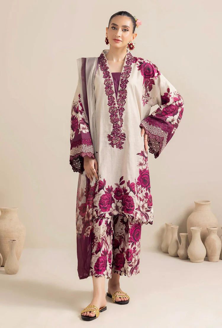 ADAN LIBAS-3PC KHADDAR PRINTED EMB SHIRT WITH KHADDAR PRINT DUPATTA AND PRINT TROUSER-DPC-2557