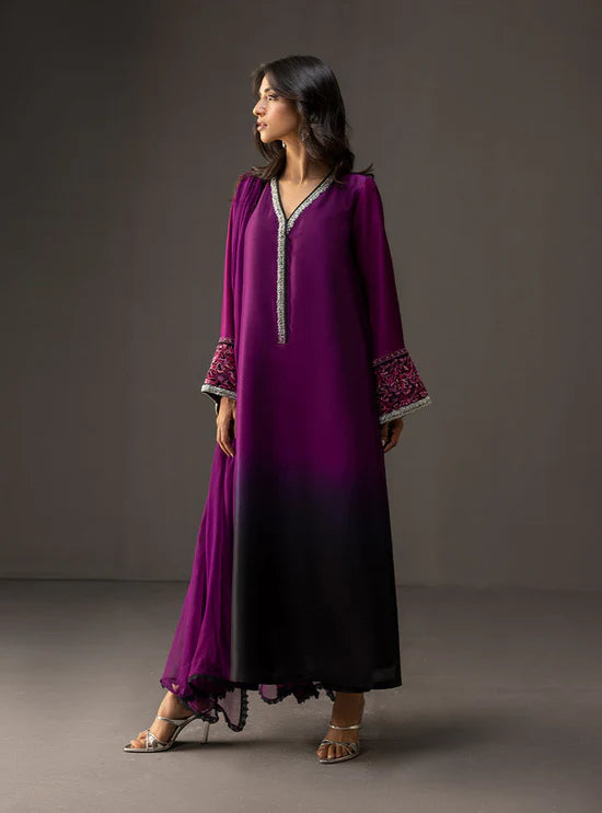 ZAINAB CHOTANI-3PC SHAMOZ SILK PRINT EMBROIDERED SHIRT WITH SOFT SILK PRINT DUPATTA & SILK TROUSER DPC-1716