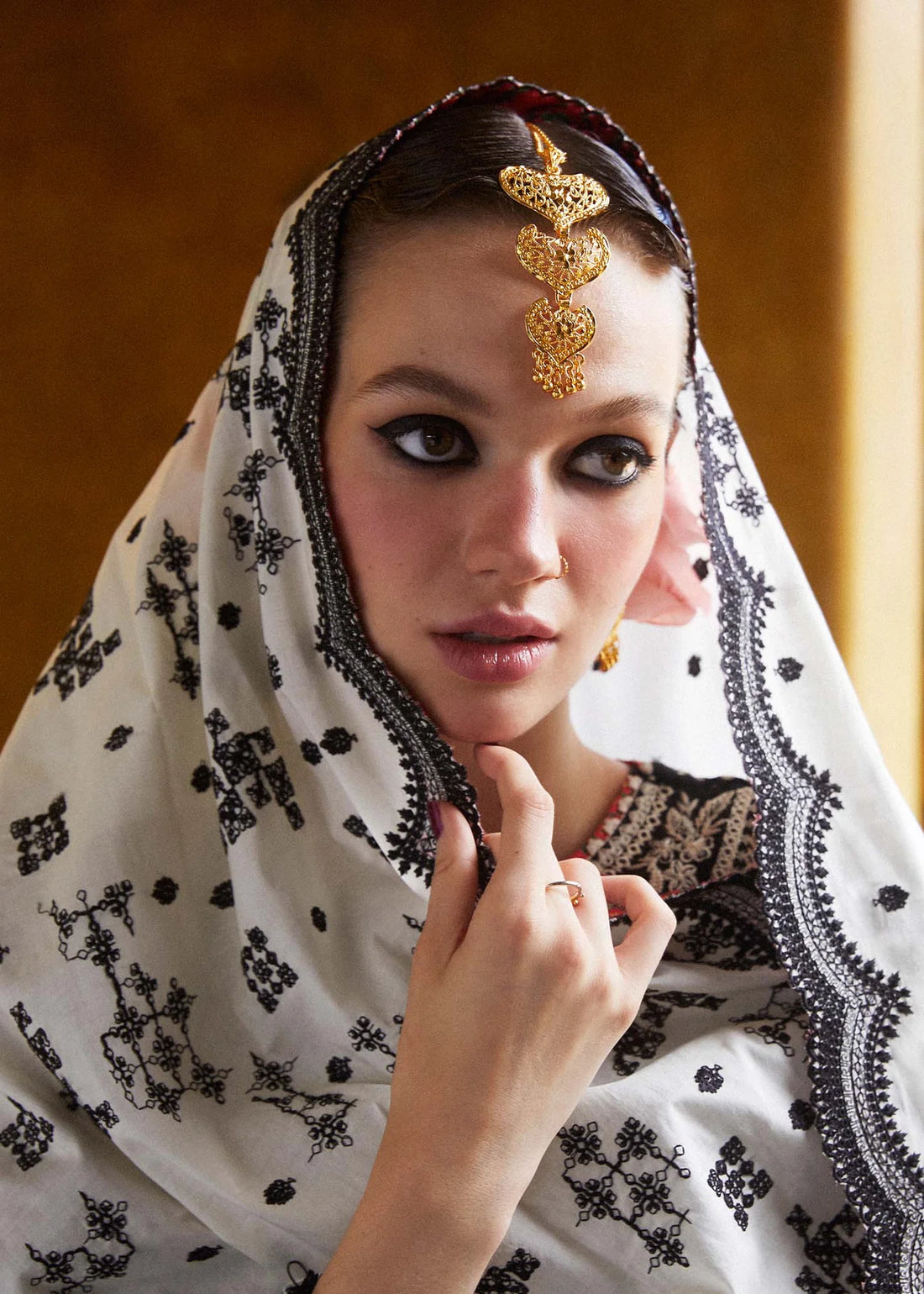 HUSSAIN REHAR-3PC DHANAK EMBROIDERED SHIRT WITH COTTON NET EMBROIDERED DUPATTA AND EMB TROUSER-DPC-4196