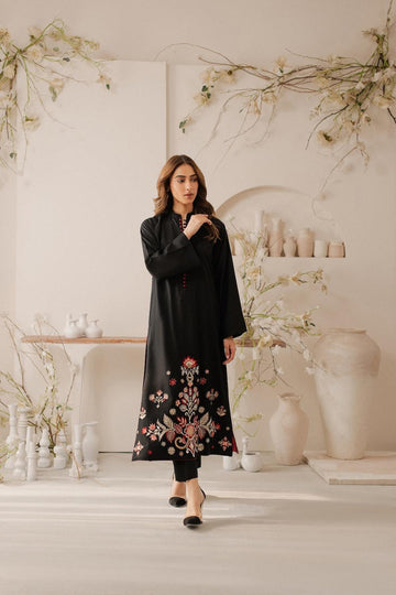 ZIVA - 3PC DHANAK EMBROIDERED SHIRT WITH COUTURE WOOL PRINTED SHAWL & TROUSER-DPC-3409