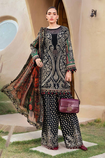 MARIA.B-3PC LAWN EMBROIDERED PRINTED SHIRT WITH CHIFFON PRINT DUPATTA AND PRINT TROUSER-DPC-2517