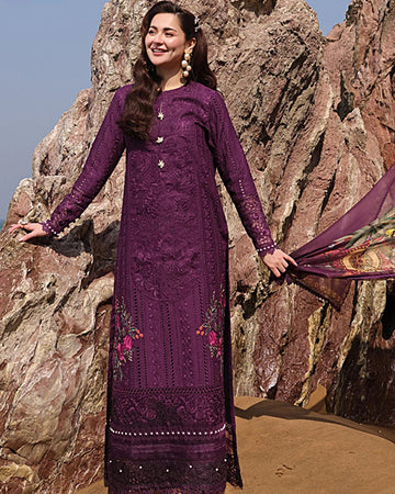 IMROZIA - 3PC LAWN EMBROIDERED SHIRT WITH CHIFFON PRINTED DUPATTA AND TROUSER -DPC-4408