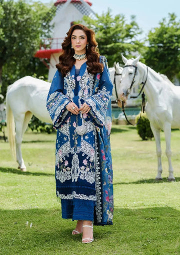 ELAF- 3PC LAWN HEAVY EMBROIDERED SHIRT WITH PRINTED CHIFFON DUPATTA AND TROUSER-DPC-3988