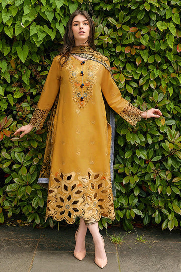 MUSHQ-3PC DHANAK EMBROIDERED SHIRT WITH COURTRAI PRINTED SHAWL AND TROUSER-DPC-212