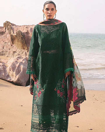 IMROZIA - 3PC LAWN EMBROIDERED SHIRT WITH CHIFFON PRINTED DUPATTA AND TROUSER -DPC-4407