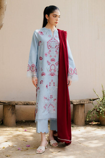 ZAHRA SHAHJAHAN-3PC DHANAK EMBROIDERED SHIRT WITH CHIFFON DUPATTA AND TROUSER DPC-4215