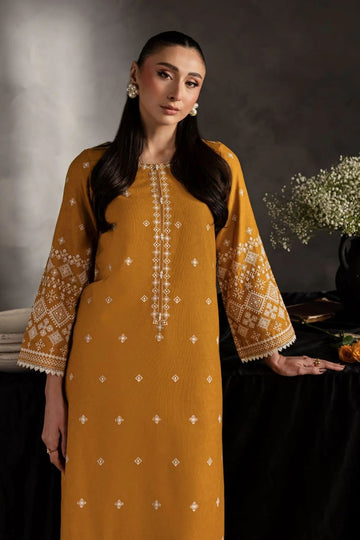 LULUSAR-2PC DHANAK EMBROIDRED SHIRT WITH DHANAK EMBROIDRED SLEEVES-DPC-2005