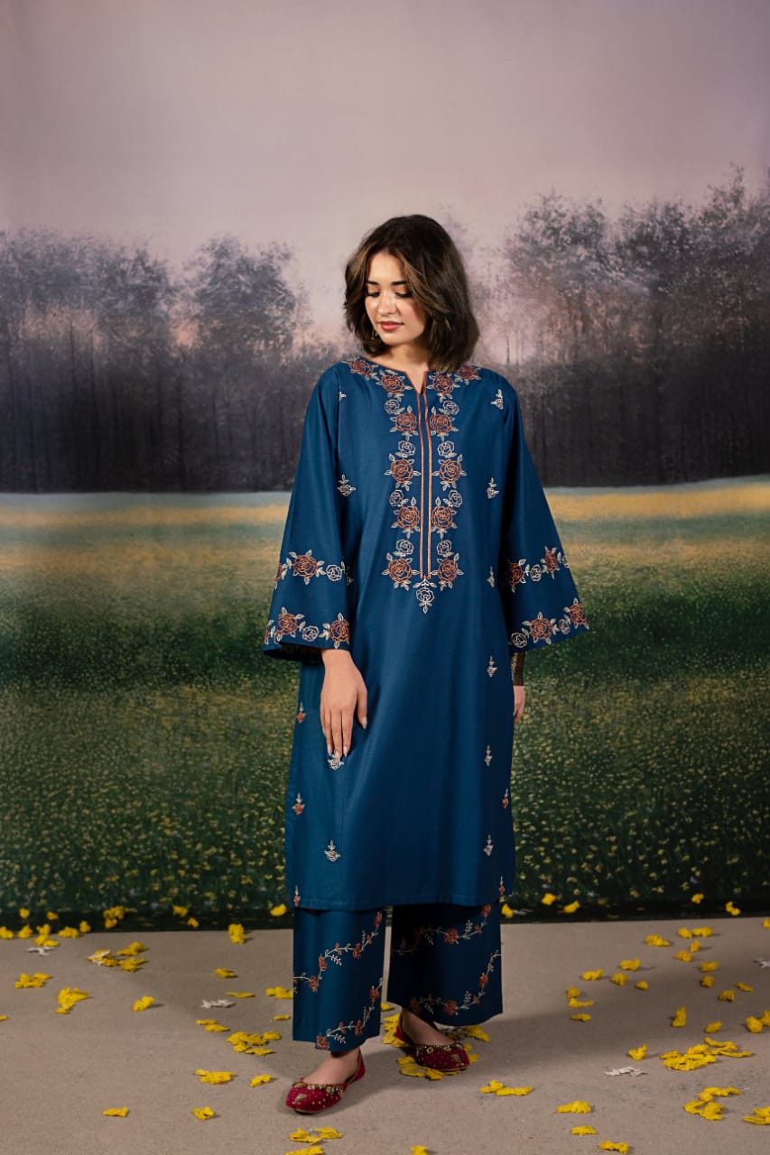 URGE-2PC DHANAK EMBROIDERED SHIRT AND EMBROIDRED SLEEVES-DPC-117
