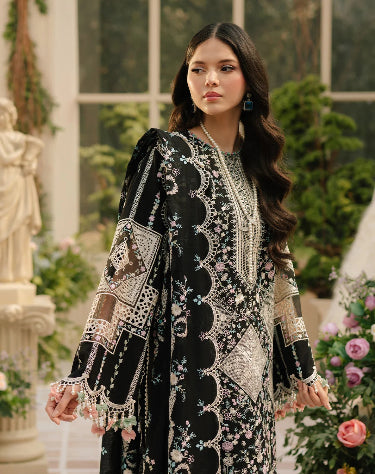 BIN ILYAS- 3PC LAWN HEAVY EMBROIDERED SHIRT WITH KHADDI NET DUPATTA AND TROUSER-DPC-4039