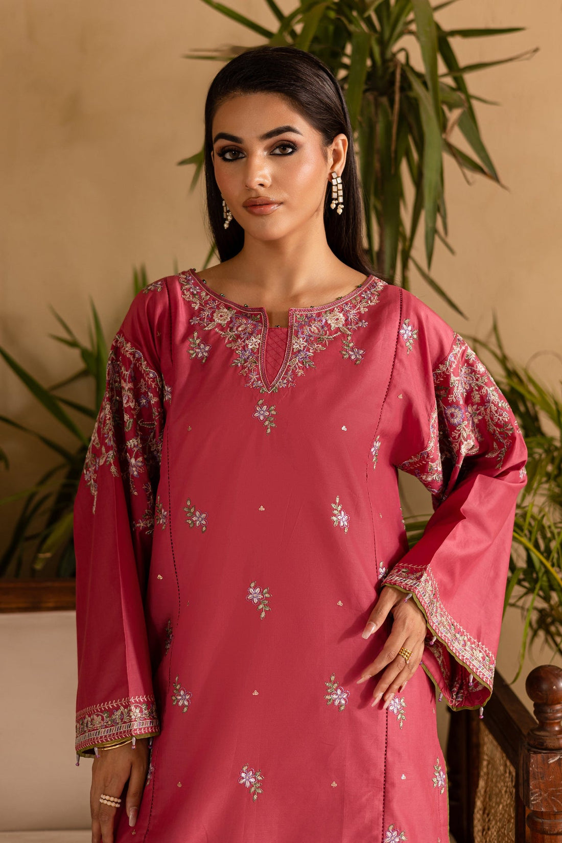 BATIK-2PC DHANAK EMBROIDERED SHIRT & EMBROIDERED TROUSER-DPC-114