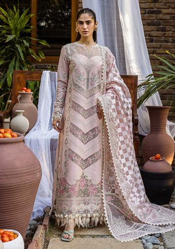 AKBAR ASLAM- 3PC LAWN HEAVY EMBROIDERED SHIRT WITH KHADDI NET DUPATTA AND TROUSER-DPC-4027
