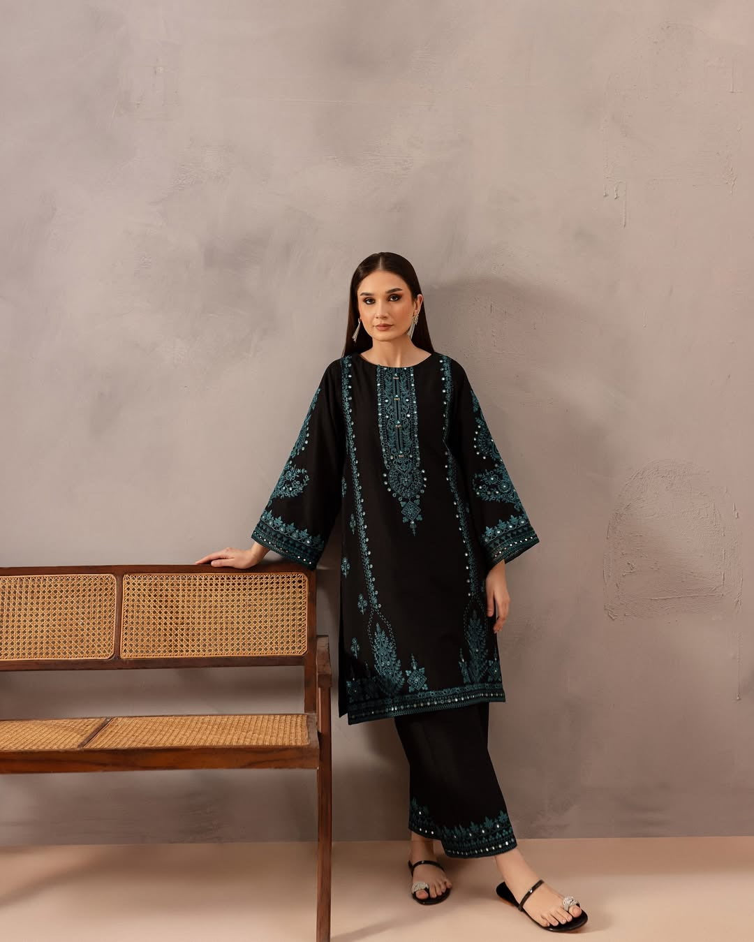 BATIK-2PC DHANAK EMBROIDERED SHIRT & EMBROIDERED TROUSER-DPC-2008