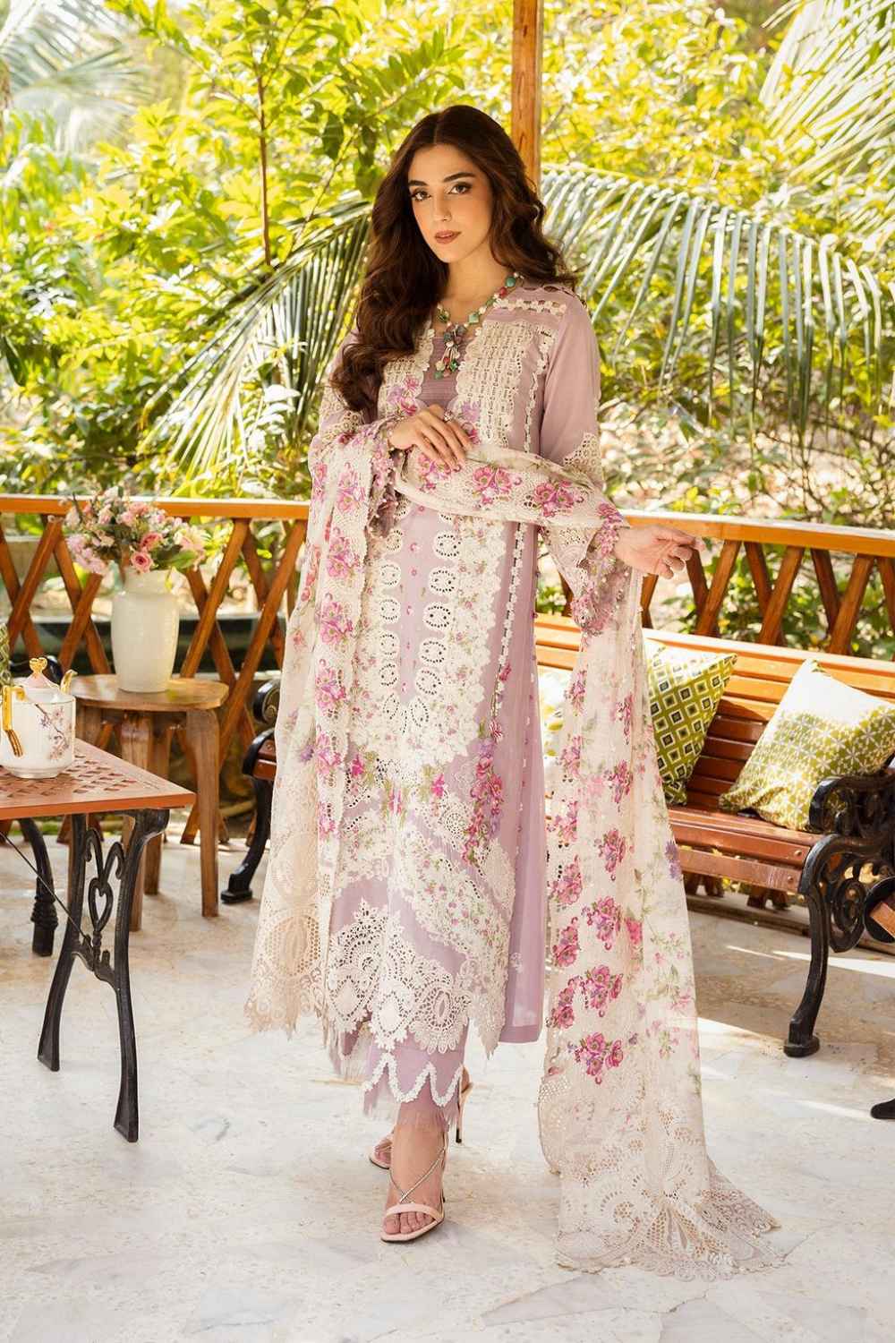 ELAF-3PC DHANAK SEQUENCE EMBROIDERED SHIRT WITH DHANAK EMBROIDERED SHAWL AND EMB TROUSER-DPC-4087