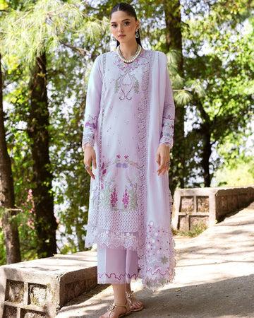 SAIRA SHAKIRA- 3PC LAWN HEAVY EMBROIDERED SHIRT WITH KHADDI NET DUPATTA AND EMB TROUSER-DPC-3446