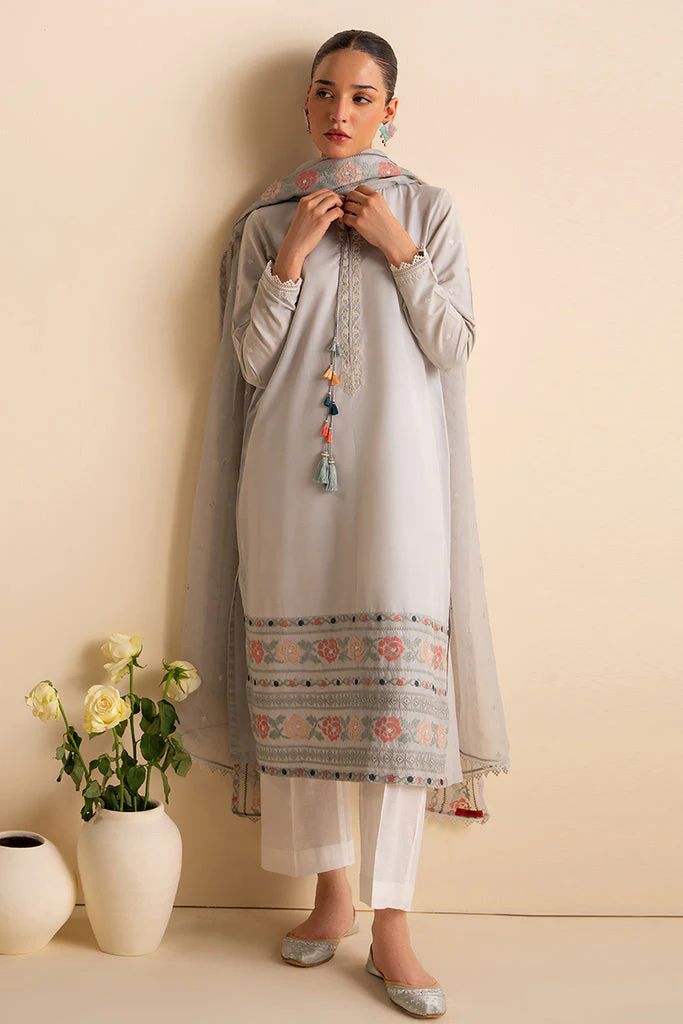 HANA - 3PC DHANAK EMBROIDERED WITH ORGANZA EMBROIDERED DUPPATTA - DPC-3306