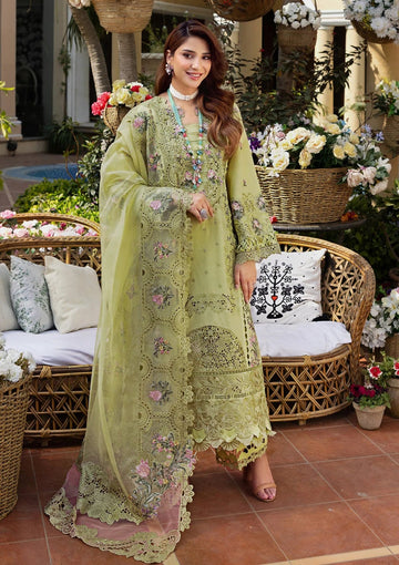 ELAF- 3PC LAWN HEAVY EMBROIDERED SHIRT WITH KHADDI NET DUPATTA AND TROUSER-DPC-3685
