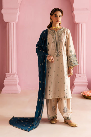 BATIK-3PC DHANAK EMBROIDERED SHIRT WITH DHANAK EMBROIDERED SHAWL & EMB TROUSER-DPC-4162
