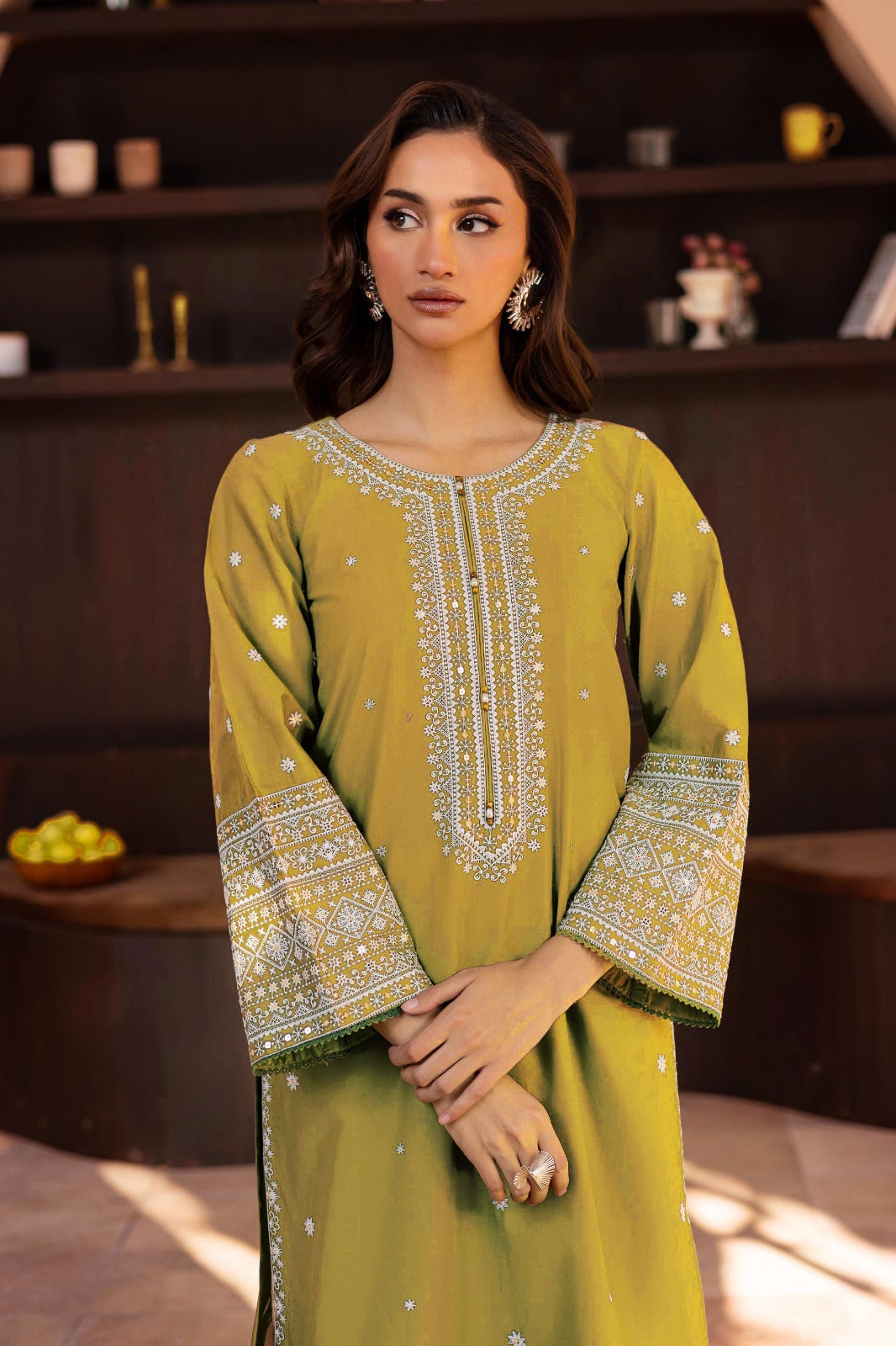 BATIK-2PC DHANAK EMBROIDRED SHIRT WITH AND EMBROIDRED TROUSER-DPC-3334