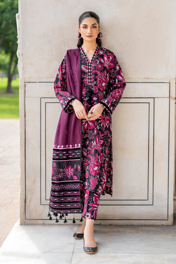 BAROQUE-3PC KHADDAR PRINTED SHIRT WITH KHADDAR PRINTED DUPATTA AND PRINT TROUSER-DPC-2646