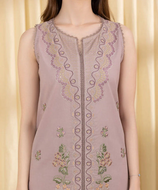 SAPPHIRE-3PC DHANAK EMBROIDERED SHIRT WITH COURTRAI WOOL PRINTED SHAWL AND EMB TROUSER-DPC-4100