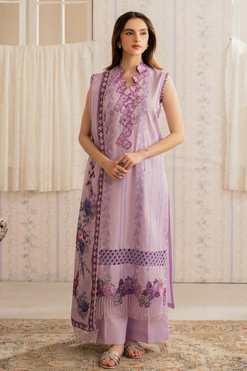 ASIFA NABEEL-3PC LAWN EMBROIDERED SHIRT WITH MONARK PRINTED DUPATTA AND TROUSER-DPC-3756