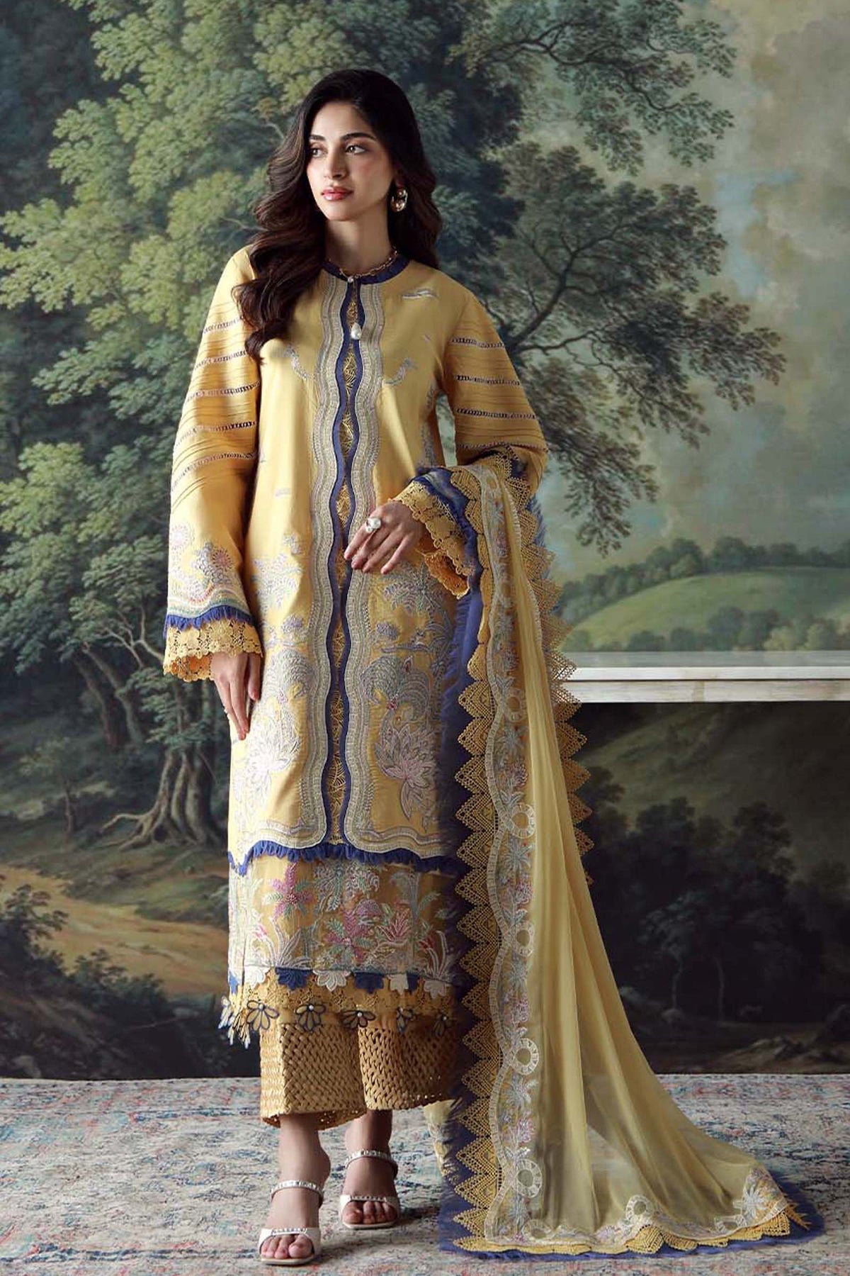 JADE - 3PC LAWN HEAVY EMBROIDERED SHIRT WITH CHIFFON EMBROIERED DUPATTA AND EMB TROUSER-DPC-3802