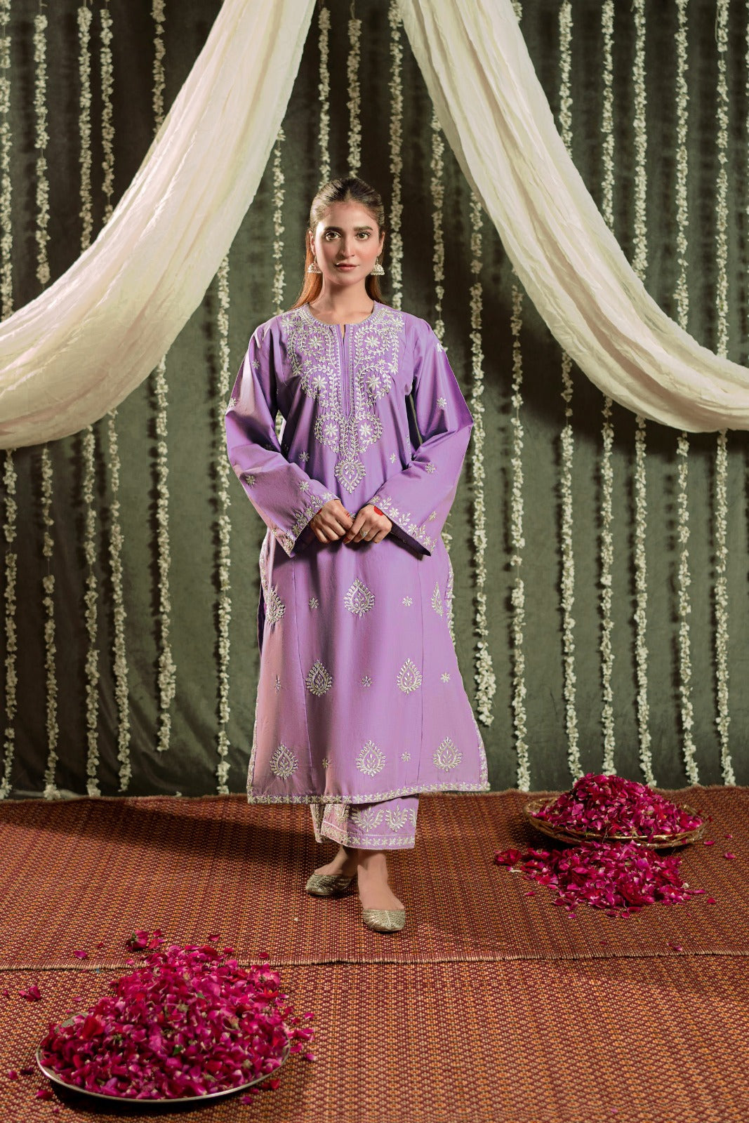 URGE-2PC DHANAK EMBROIDERED SHIRT AND EMBROIDRED SLEEVES-DPC-117