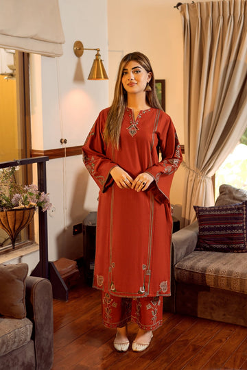 URGE-2PC DHANAK EMBROIDERED SHIRT AND EMBROIDRED TROUSER-DPC-135