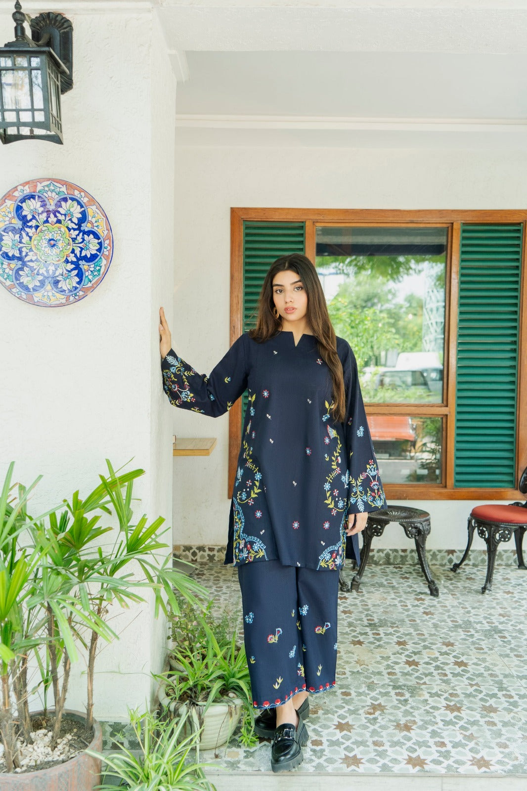 URGE-2PC DHANAK EMBROIDERED SHIRT AND EMBROIDRED SLEEVES-DPC-117