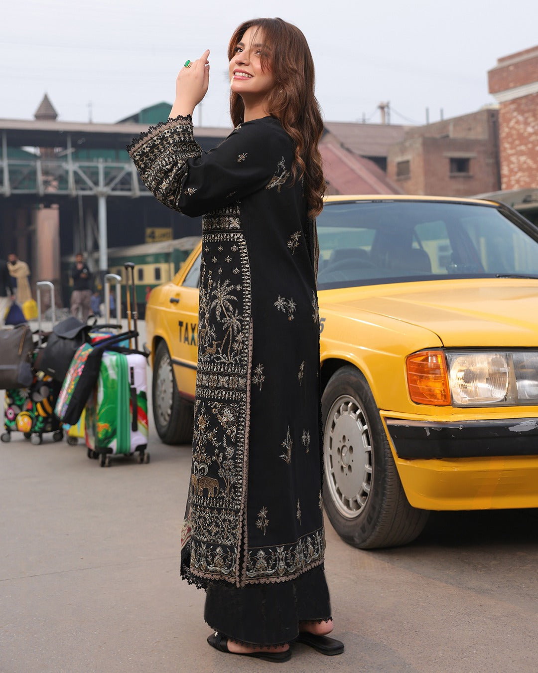 ASIM JOFA-3PC DHANAK EMBROIDERED SHIRT WITH DHANAK EMBROIDERED DUPATTA & TROUSER-DPC-50