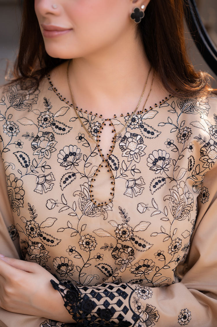 SAPPHIRE-3PC DHANAK EMBROIDERED SHIRT WITH CHIFFON EMBROIDERED DUPATTA AND TROUSER-DPC-4035