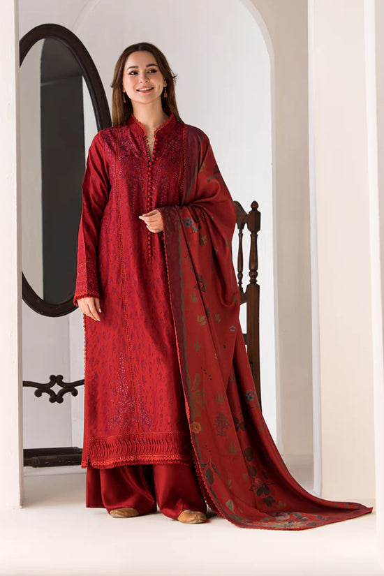 SOBIA NAZIR-3PC DHANAK EMBROIDERED SHIRT WITH COURTRAI PRINTED SHAWL AND TROUSER-DPC-4026