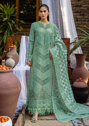 AKBAR ASLAM- 3PC LAWN HEAVY EMBROIDERED SHIRT WITH KHADDI NET DUPATTA AND TROUSER-DPC-4028