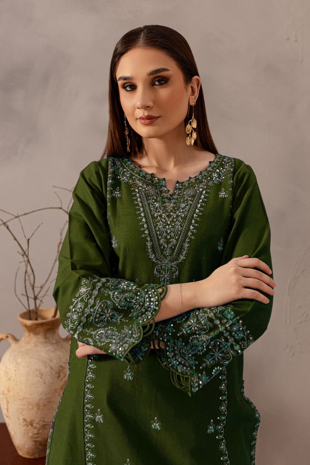 URGE-2PC LAWN EMBROIDERED SHIRT WITH LAWN EMBROIDRED TROUSER-DPC-212